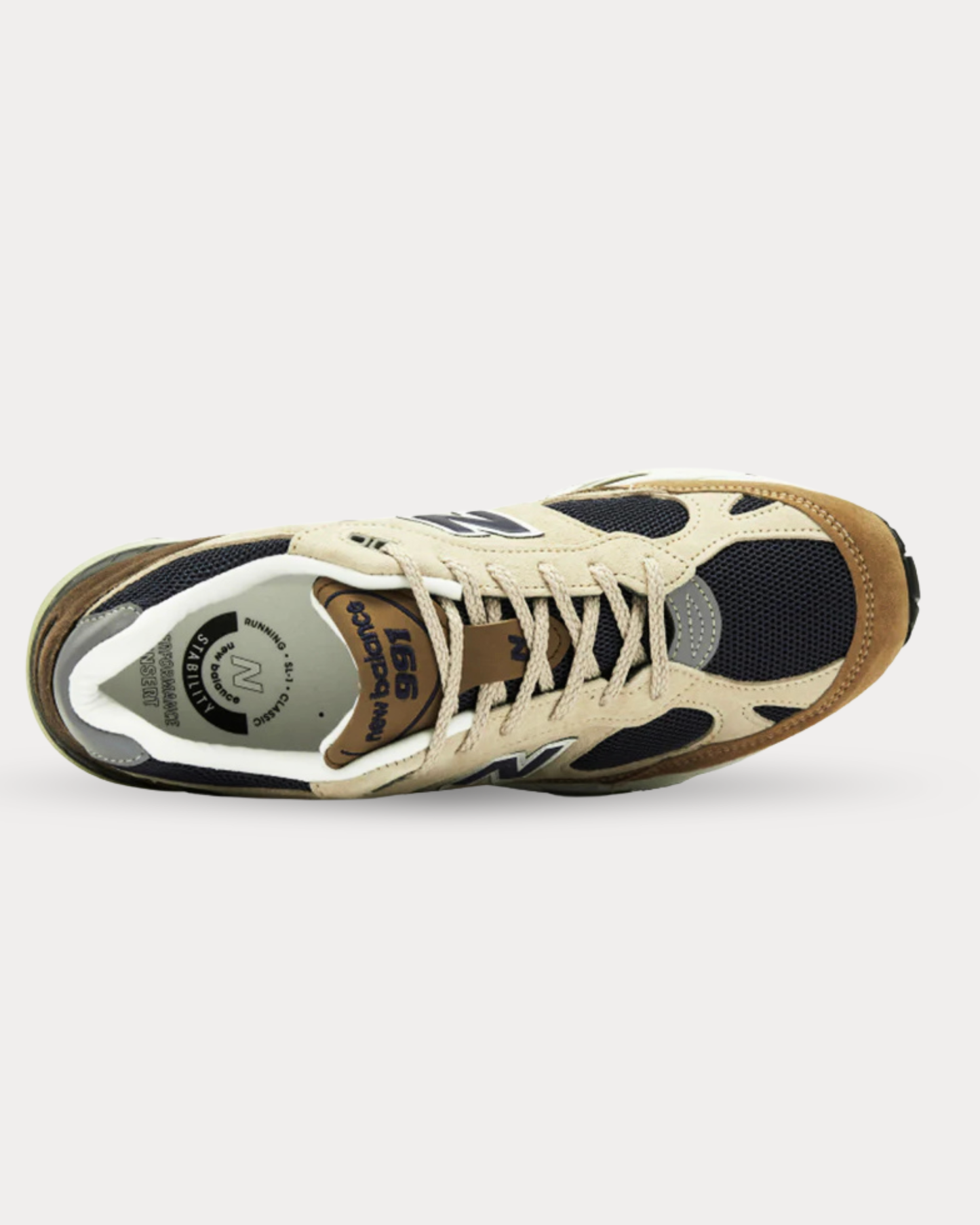 New Balance - MADE UK 991 Sand with Navy Low Top Sneakers
