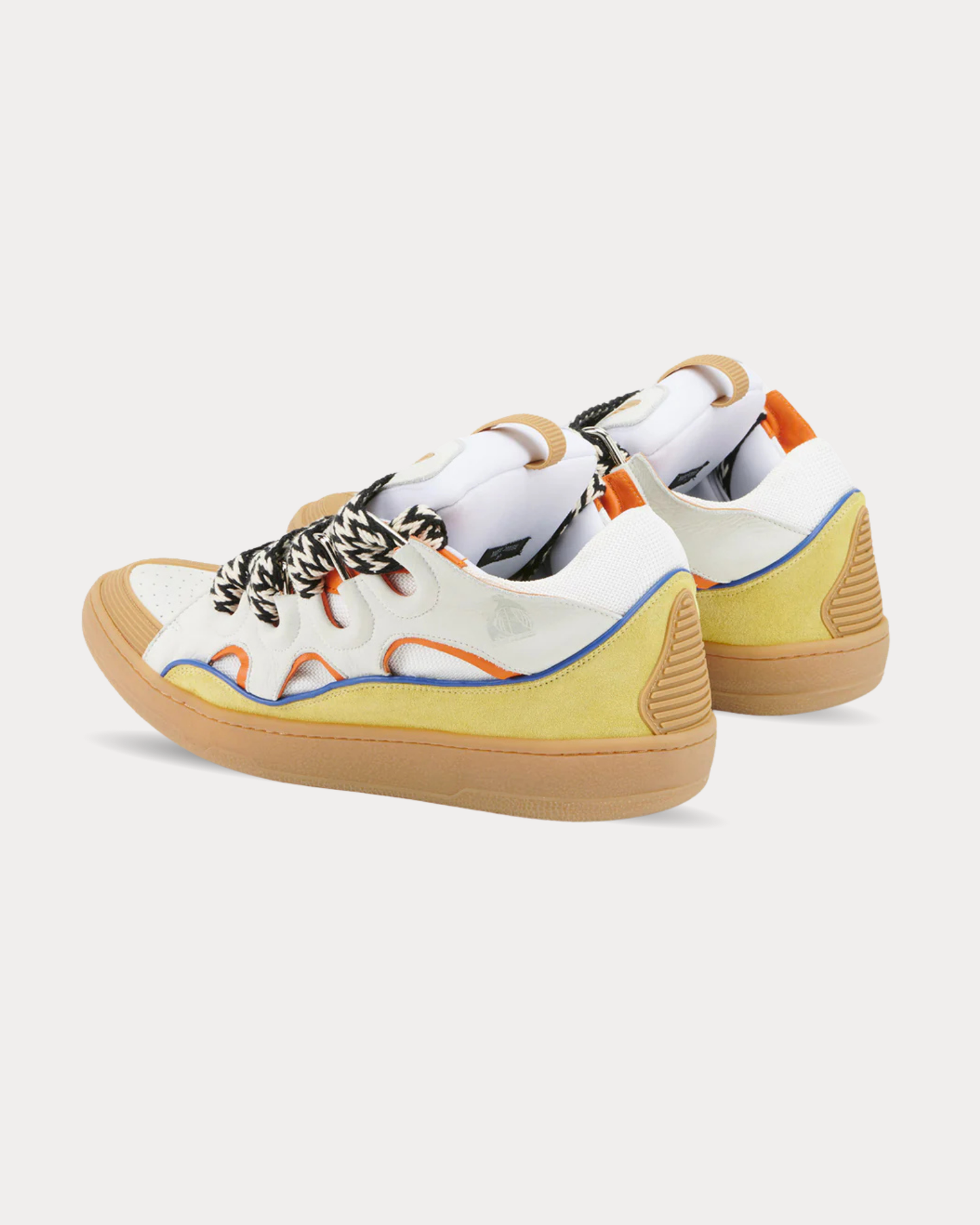 Lanvin - Curb Leather White / Yellow Low Top Sneakers