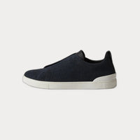 Zegna Triple-Stitchβ’ Sneakers Blue Slip-On