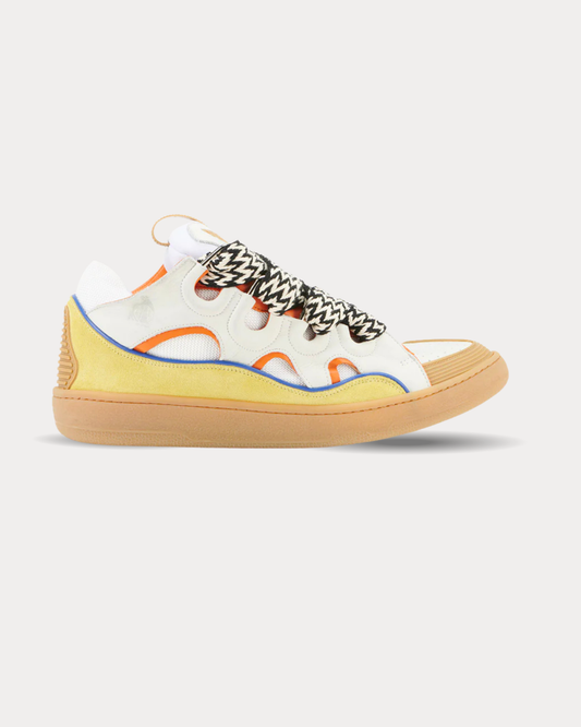 Lanvin - Curb Leather White / Yellow Low Top Sneakers