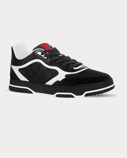 Gucci Men's Re-Web Low Top Canvas and Leather Sneakers