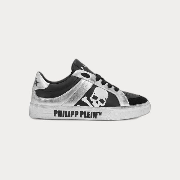 Philipp PleinRetrokickz Skull-Motif Leather Sneakers Black
